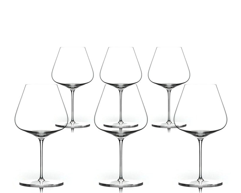 Six Zalto Burgundy glasses