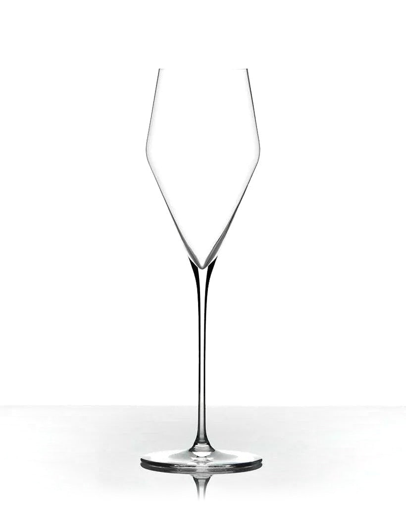 Zalto Champagne glass on a white background